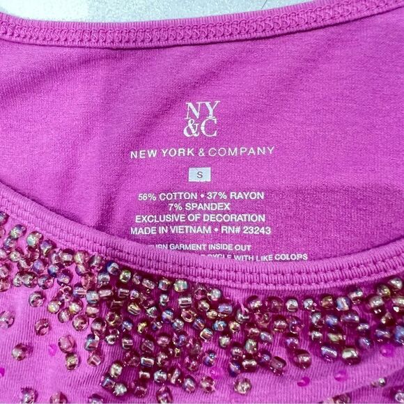 New York & Company Pink beaded tank top - Picture 5 of 7